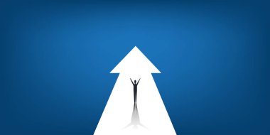 Yeni Olasılıklar, Umut, Düşler - İş Başarıları, Çözüm Bulma Kavramı - Büyük Bir Okta Duran Adam 