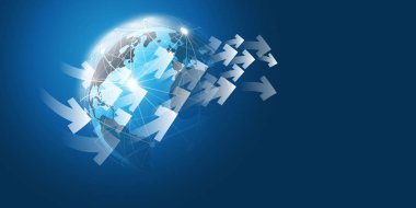 3D Earth Globe tasarım düzeni, globalleşme için uygulanabilir, küresel Iş, teknoloji kavramları, olay posterleri-vektör şablonu 