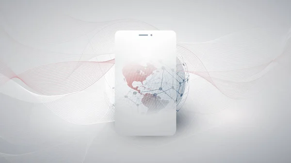 Cloud Computing Design Concept Met Aarde Globe Mobiel Apparaat Digitale — Stockvector