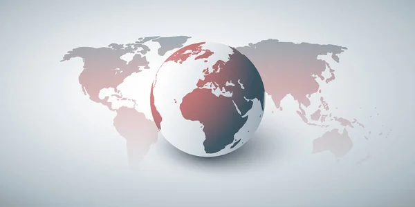 Globo Terra Layout Design Mapa Mundial Negócios Globais Tecnologia Conceito — Vetor de Stock