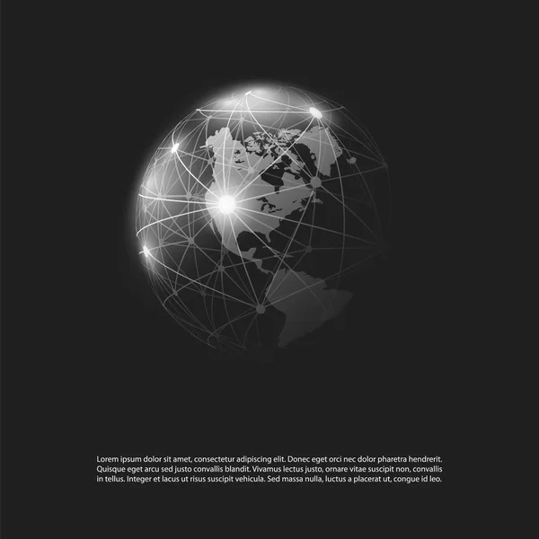 Dark Cloud Computing Global Networks Concept Design Earth Globe — Stock Vector