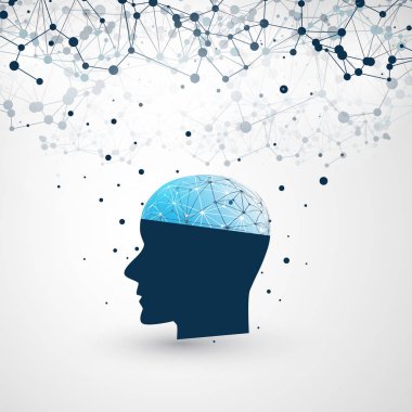 Destek yardım ve ağlar tasarım konsepti tel kafes ve insan kafası ile makine yapay zeka, öğrenme, Cloud Computing, otomatik 