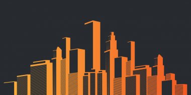 Metropolis - Renkli Kentsel Şehir Manzarası Silueti, Vektör Tasarımı 