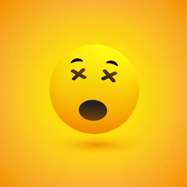 Dizzy Face Emoticon Voor Een Gele Achtergrond Vector Ontwerp Concept — Stockvector