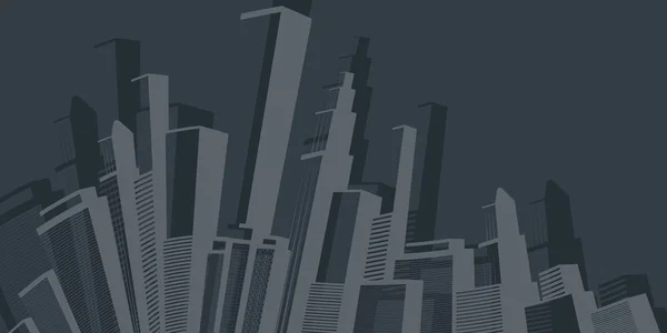Metropolis Streszczenie Czarno Białe Urban Cityscape Sylwetka Vector Design — Wektor stockowy
