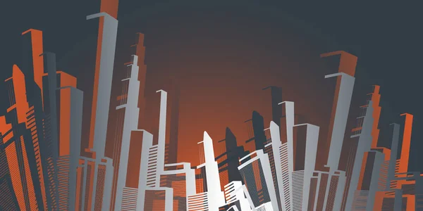 Metropolis Abstrakcja Colorful Urban Cityscape Sylwetka Vector Design — Wektor stockowy