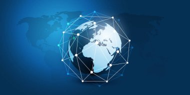 Cloud computing ve dünya küre ile-ağları kavramı küresel dijital bağlantıları, teknolojik altyapı, yaratıcı tasarım öğe şablonu 