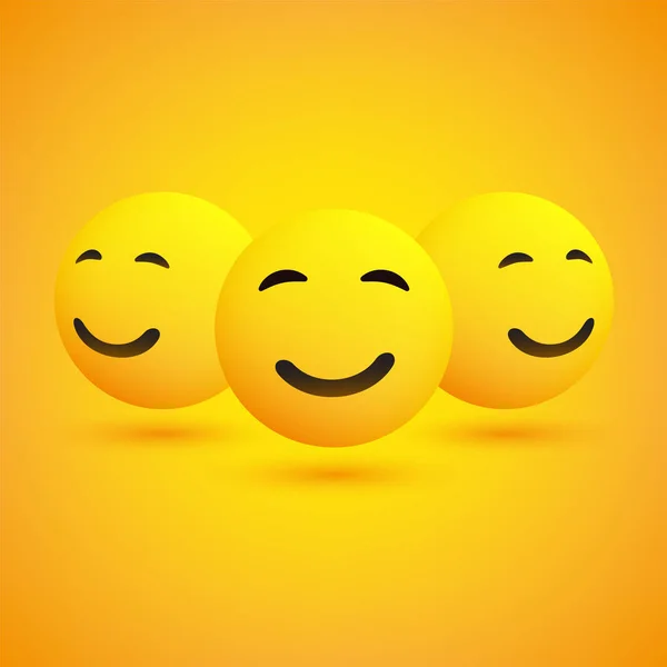 Face Sorriso Dos Ângulos Diferentes Emoticons Frente Fundo Amarelo Projeto — Vetor de Stock