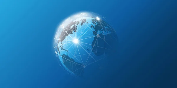 Concetto Cloud Computing Reti Con Globo Terrestre Connessioni Digitali Globali — Vettoriale Stock