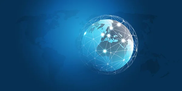 Przetwarzanie Chmurze Sieci Koncepcja Ziemskiej Streszczenie Globalnego Połączenia Cyfrowe Technologia — Wektor stockowy