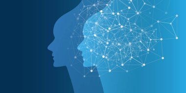 Makine Öğrenme, Yapay Zeka, Bulut Hesaplama ve Ağ Tasarım Konsepti Geometrik Ağ Ağı Ağı 