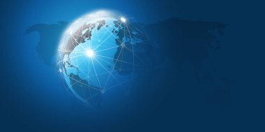 Cloud computing ve dünya küre ile-ağları kavramı küresel dijital bağlantıları, teknolojik altyapı, yaratıcı tasarım öğe şablonu 