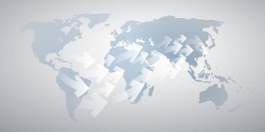 Oklarla Küresel Ağlar ve Ticaret Tasarımı ve Dünya Haritası - İşletmeniz için Vektör Şablonu 