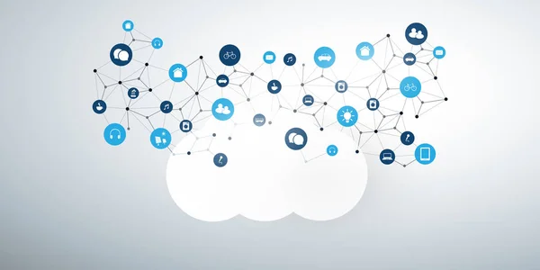 Tárgyak Internete Cloud Computing Koncepció Ikonok Digitális Hálózati Kapcsolatok Technológiai — Stock Vector
