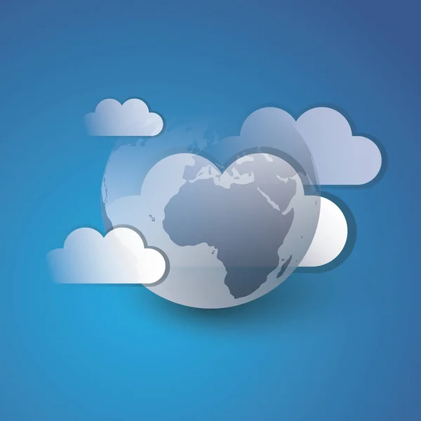 Cloud Computing Design Concept Connessioni Digitali Sfondo Tecnologico Con Globo — Vettoriale Stock