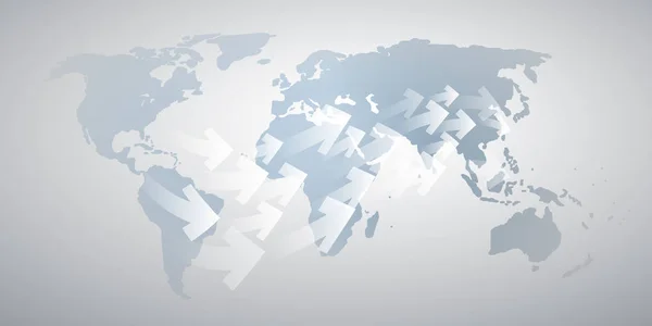 Reti Globali Design Trading Con Frecce Mappa Del Mondo Modello — Vettoriale Stock
