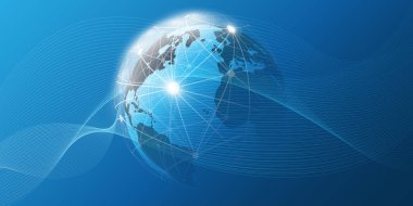 Soyut Mavi Asgari Bulut Hesaplaması, Ağ Yapısı, Telekomünikasyon Tasarımı, Ağ Bağlantıları, Şeffaf Dalga Geometrik Ağ - Vektör Resimleri 