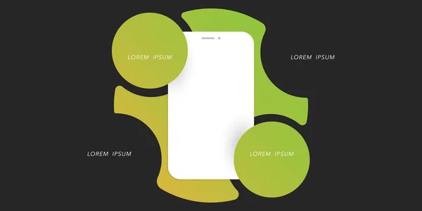 Modelo Design Publicidade Colorida Com Silhueta Smartphone Para Seu Projeto — Vetor de Stock