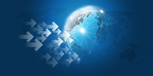 Global Networks Trading Design Concept Arrows Earth Globe Modèle Vectoriel — Image vectorielle