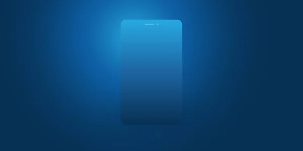 Modèle Conception Publicité Bleue Vierge Avec Silhouette Téléphone Intelligent Pour — Image vectorielle