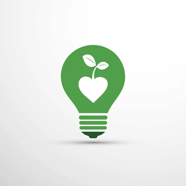 Grön Eco Energi Koncept Ikon Växt Inuti Lampan — Stock vektor