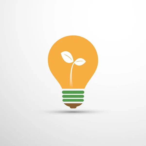 Green Eco Energy Concept Icon Planta Dentro Bombilla — Vector de stock