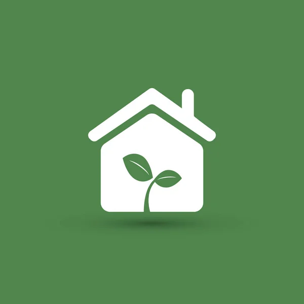 Eco Smart Home Concept Design Haus Ikone Mit Blättern — Stockvektor