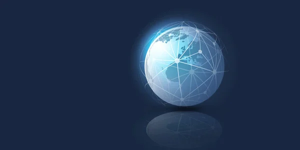 クラウド コンピューティングと地球 ネットワーク概念抽象グローバル デジタル接続 技術背景要素の創造的なデザイン テンプレート — ストックベクタ