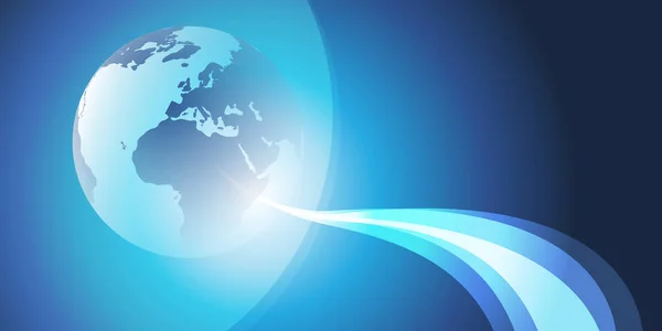 Global Networks Business Trading Design Concept Wavy Lines Earth Globe — Vetor de Stock