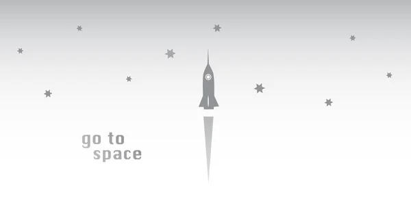 去太空 灰色最小火箭起飞概念 矢量设计 — 图库矢量图片