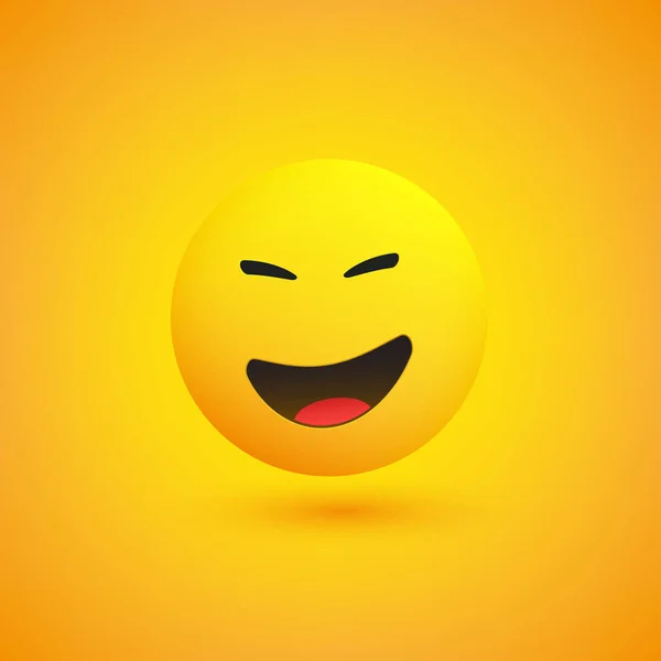 Emoji Ridente Emoticon Felice Lucido Semplice Sfondo Giallo Design Vettoriale — Vettoriale Stock
