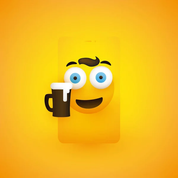 Emoji Sorridente Emoticon Feliz Simples Com Olhos Pop Out Copo — Vetor de Stock