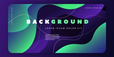 Soyut Sıvı Renkli Minimal Geometrik Desen Arka Plan Şablonu, Sıvı Gradyan Şekiller Kompozisyonu, Fütüristik Poster veya Açılış Sayfası Tasarımı - Vektör İllüstrasyon