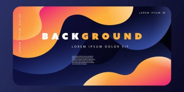 Soyut Sıvı Renkli Minimal Geometrik Desen Arka Plan Şablonu, Sıvı Gradyan Şekiller Kompozisyonu, Fütüristik Poster veya Açılış Sayfası Tasarımı - Vektör İllüstrasyon