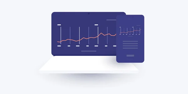 Análisis Negocios Símbolo Comercio Acciones Gráfico Diagrama Pantalla Una Computadora — Vector de stock