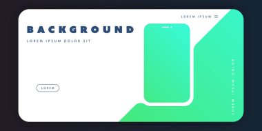 İş Projeniz için Akıllı Telefon Silueti ile Yeşil ve Beyaz Reklam, Poster veya Açılış Sayfası Şablon Tasarımı - Vektör İllüstrasyon