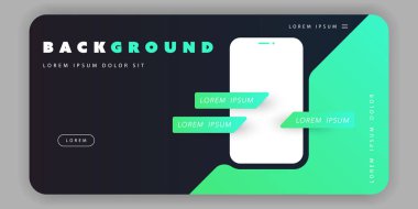 İş Projeniz için Akıllı Telefon Silueti ile Yeşil ve Siyah Reklam, Poster veya Açılış Sayfası ŞablonTasarımı - Vektör İllüstrasyon