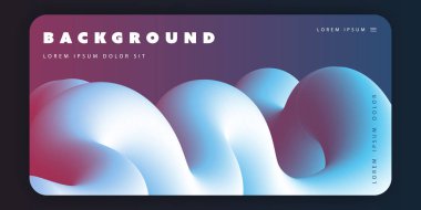 Soyut Arka Plan Şablonu, Degrade Şekiller Kompozisyonu, Kırmızı, Mavi ve Beyaz Üç Boyutlu Şekilli Poster veya Açılış Sayfası Tasarımı - Vektör Çizimi