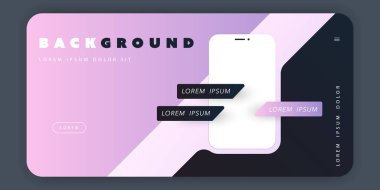 İş Projeniz için Akıllı Telefon Silueti ile Mor ve Siyah Reklam, Poster veya Açılış Sayfası ŞablonU Tasarımı - Vektör İllüstrasyon