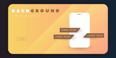 Turuncu ve Kahverengi Reklam, Poster veya Açılış Sayfası Şablon Tasarımı Akıllı Telefon Silueti ile İş Projeiçin - Vektör İllüstrasyon