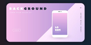 İş Projeniz için Akıllı Telefon Silueti ile Mor ve Beyaz Reklam, Poster veya Açılış Sayfası ŞablonTasarımı - Vektör İllüstrasyon