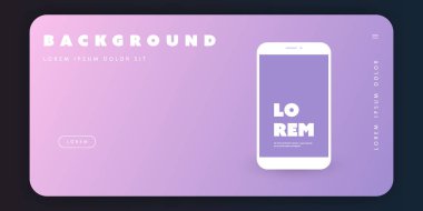 İş Projeniz için Akıllı Telefon Silueti ile Mor ve Beyaz Reklam, Poster veya Açılış Sayfası ŞablonTasarımı - Vektör İllüstrasyon