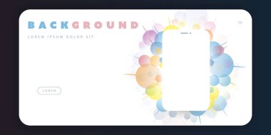 Renkli Soyut Reklam, Poster veya Açılış Sayfası Şablon Tasarımı Akıllı Telefon Silueti ile İş Projeniz için - Vektör İllüstrasyon