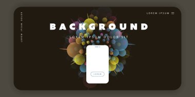 Renkli Soyut Reklam, Poster veya Açılış Sayfası Şablon Tasarımı Akıllı Telefon Silueti ile İş Projeniz için - Vektör İllüstrasyon