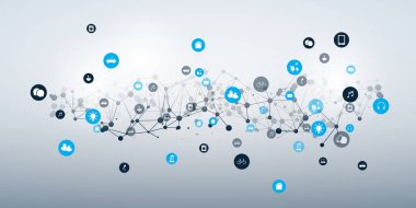 Şey, Internet tasarım konsepti simgeler - dijital ağ bağlantıları, teknolojik altyapı ile bulut