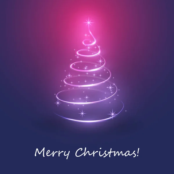 Joyeux Noël Joyeux Noël Carte Forme Arbre Noël Spirale Lumineuse — Image vectorielle