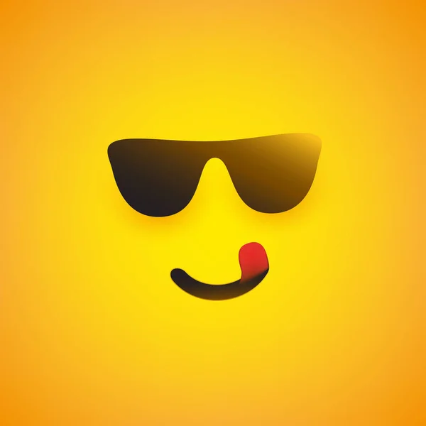 Cara Emoji Sonriente Con Gafas Sol Lengua Pegada Emoticono Feliz — Archivo Imágenes Vectoriales