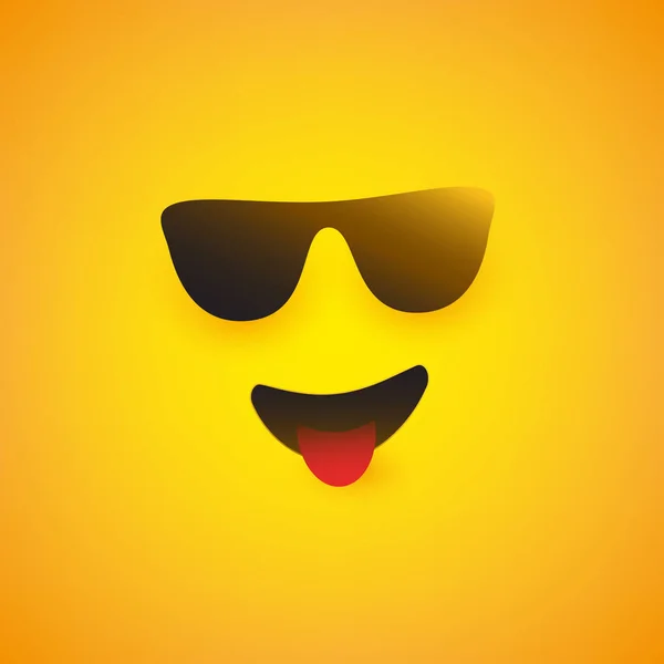 Cara Emoji Sonriente Con Gafas Sol Lengua Pegada Emoticono Feliz — Vector de stock