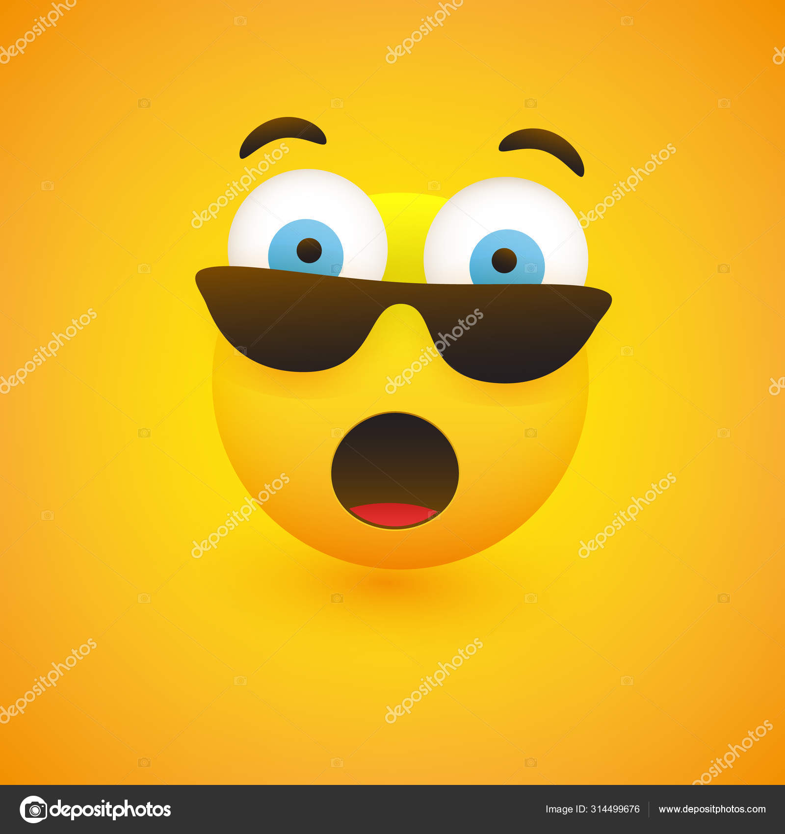 Emoji Com Cabelo Engraçado Emoticon Simples Fundo Amarelo Vector