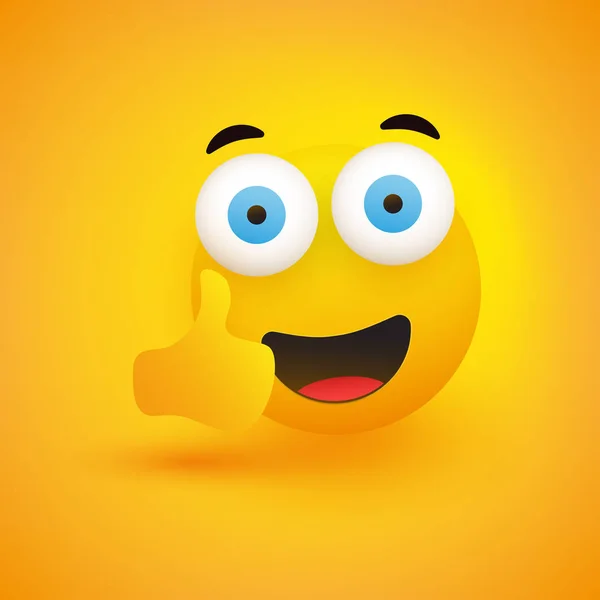 Leende Emoji Simple Happy Emoticon Med Pop Out Eyes Visar — Stock vektor